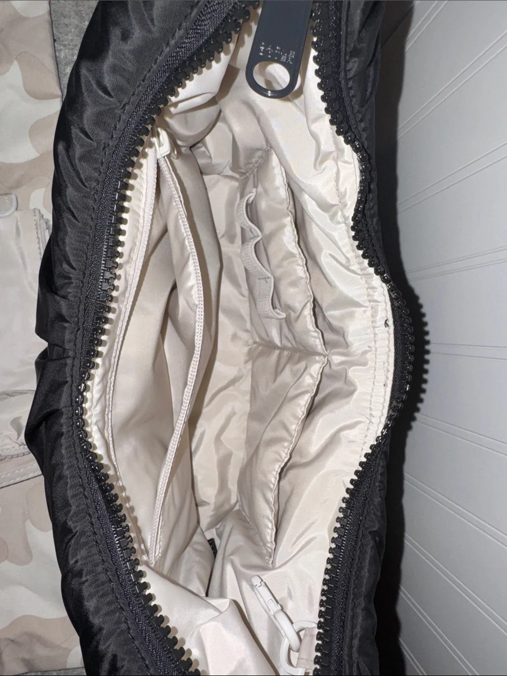 Dagne Dover Black Ruched Handle Nylon Hobo Bag